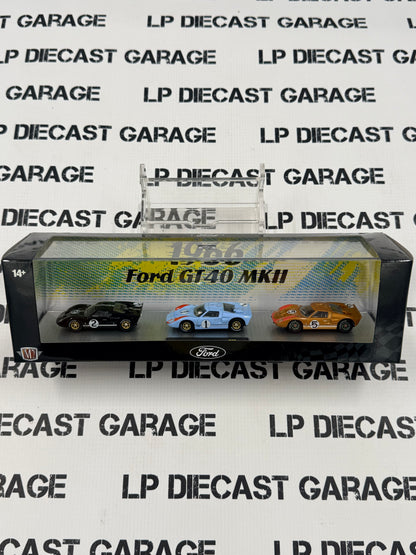 M2 Haulers 1966 Ford GT40 MK II Black Blue Gold Set 1:64 Diecast
