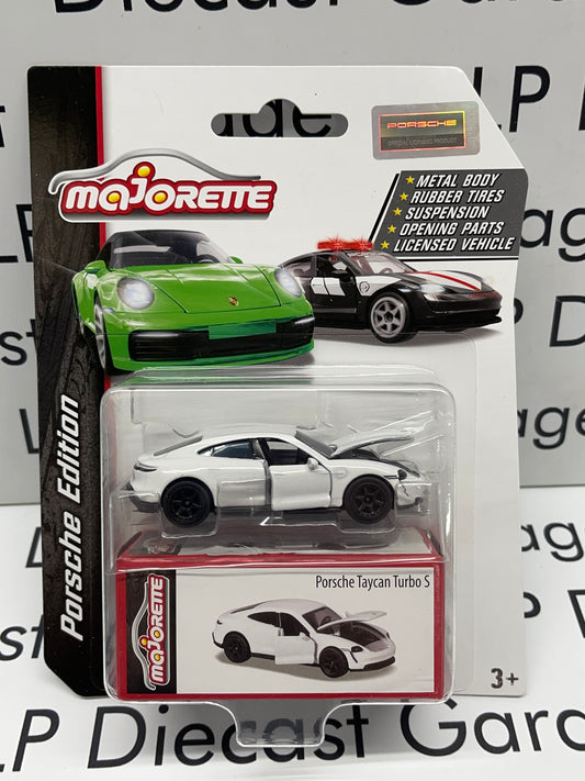 MAJORETTE 2019 Porsche Taycan Turbo S White with Opening Doors/Hood  1:64 Diecast