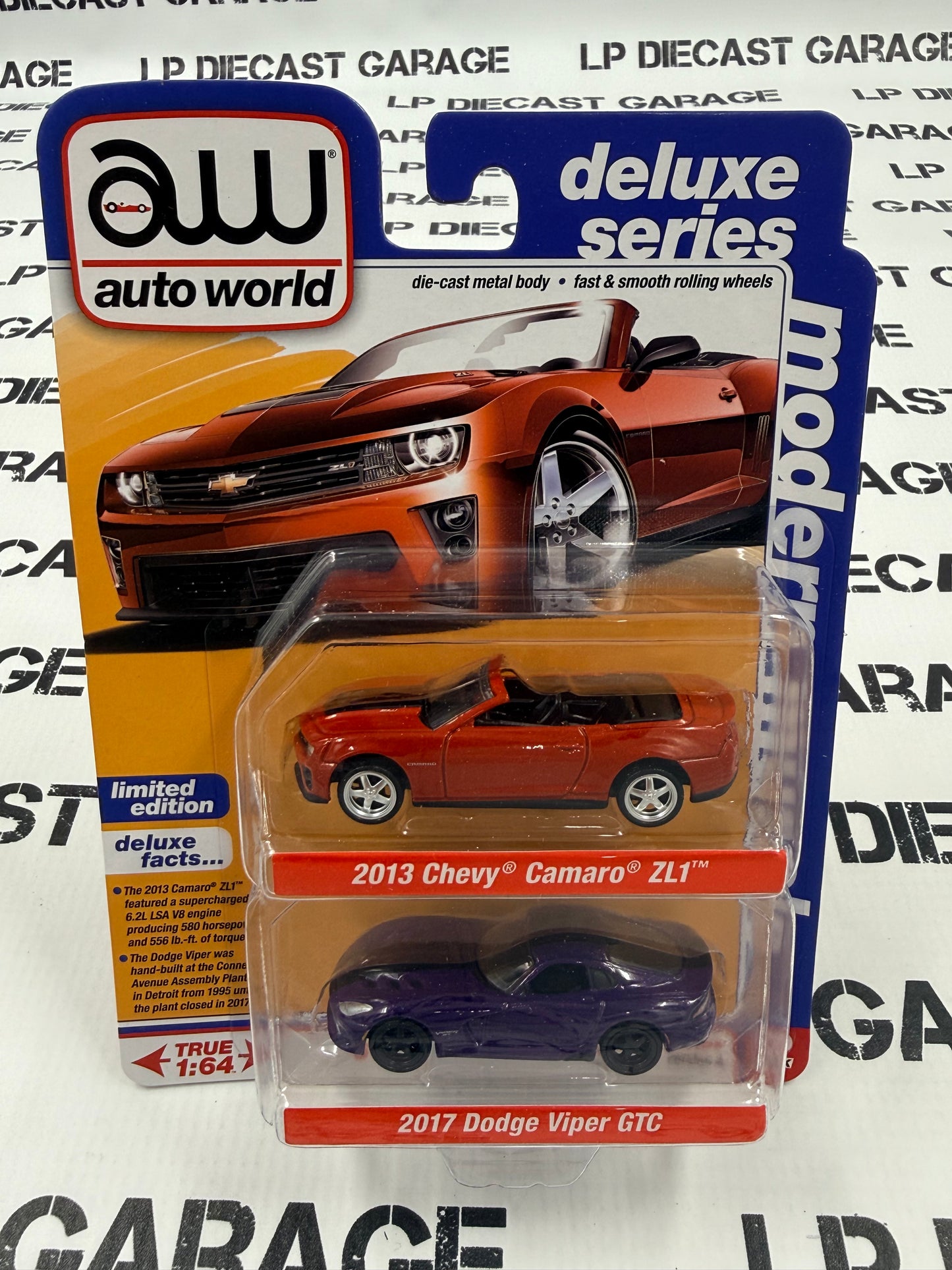AUTO WORLD 2 Pack 2013 Camaro ZL1 & 2017 Dodge Viper GTC 1:64 Diecast Release A