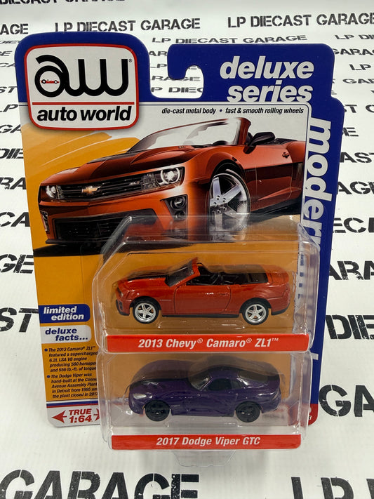 AUTO WORLD 2 Pack 2013 Camaro ZL1 & 2017 Dodge Viper GTC 1:64 Diecast Release A