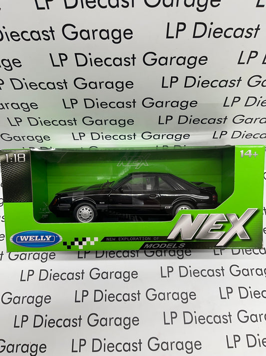 WELLY 1986 Ford Mustang GT 5.0 Black Hatchback NEX  1:18 Diecast