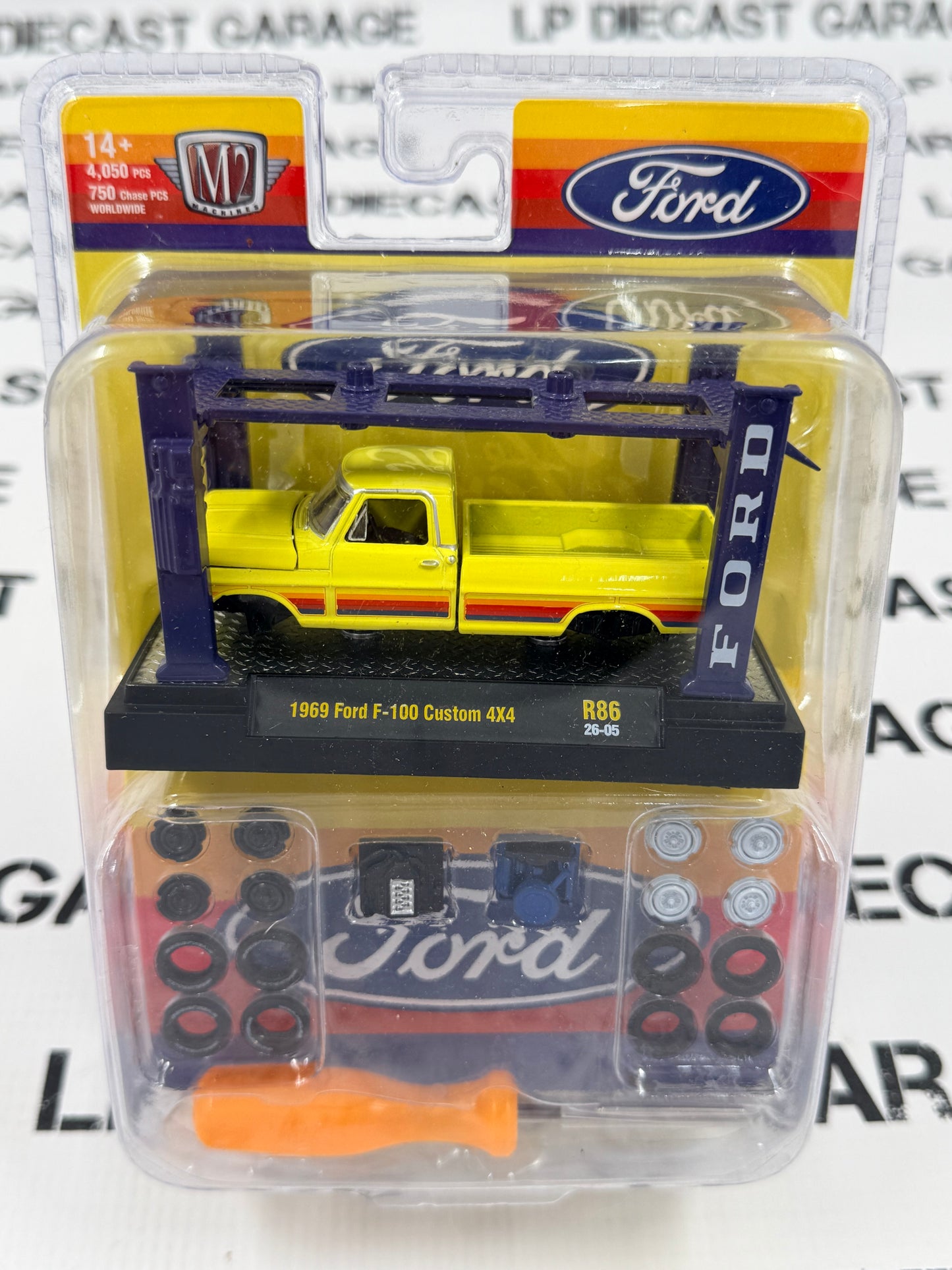 M2 1969 Ford F-100 Custom 4X4 Yellow Model Kit 1:64 Diecast