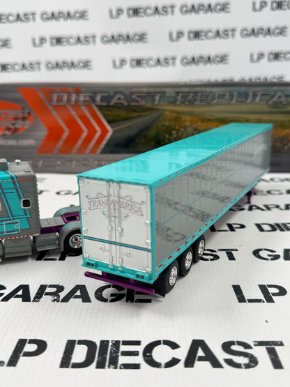 IXO Models Peterbilt 379 Sleeper Cab Transamerica w/ Trailer 1:64 Diecast Semi Truck Gray & Blue