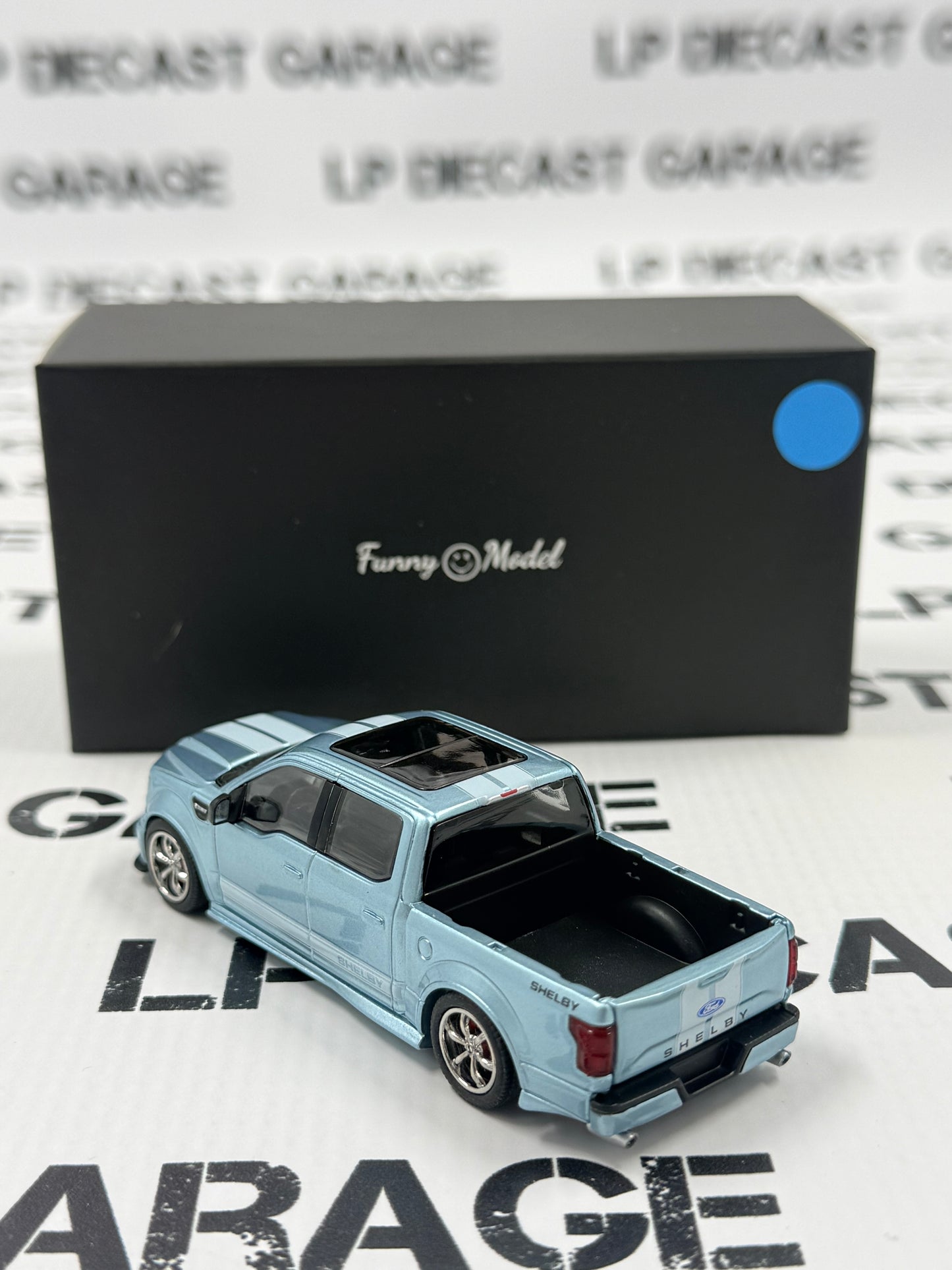 FUNNY MODELS Ford F-150 Shelby Super Snake Baby Blue w/ White Stripe 1:64 Diecast
