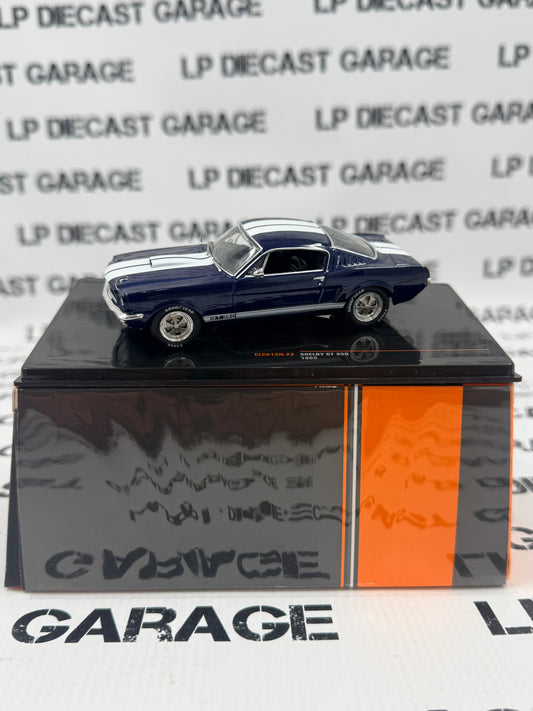 IXO Models 1965 Ford Mustang Shelby GT350 Blue w/ White Stripes 1:43 Diecast