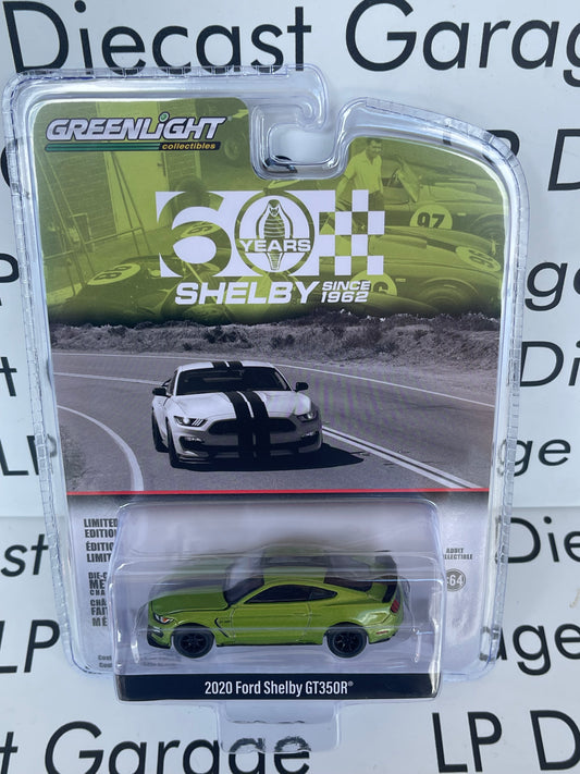 GREENLIGHT 2020 Ford Mustang Shelby GT350R Green w/ Black Stripe 1:64 Diecast Anniversary Edition