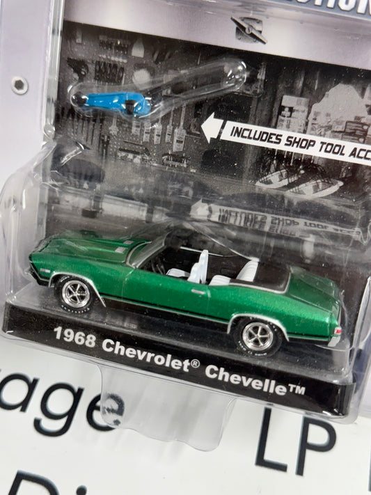 GREENLIGHT 1968 Chevrolet Chevelle Convertible Green Muscle Car Garage 1:64 Diecast