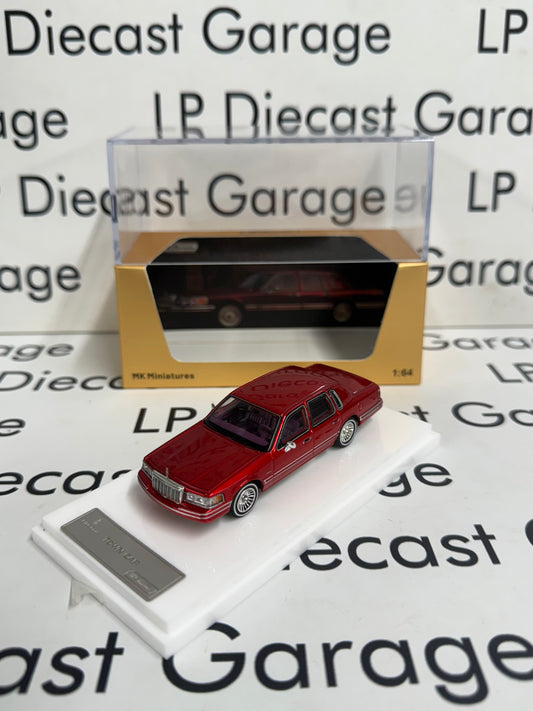 MK Miniatures 1992 Lincoln Town Car Luxury Red 1:64 Diecast