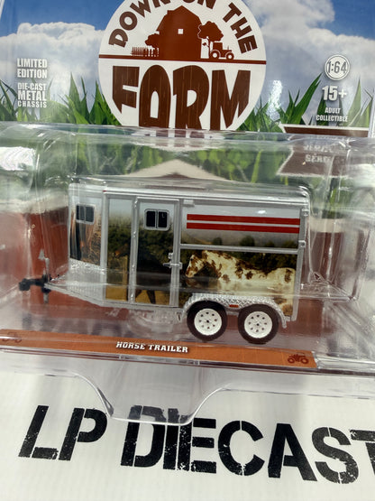 GREENLIGHT Horse Trailer 1:64 Diecast Down on the Farm