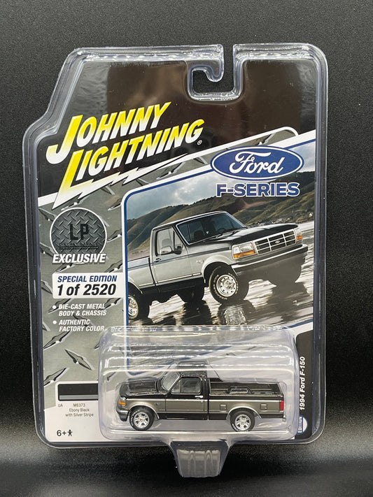 JOHNNY LIGHTNING 1994 Ford F-150 Ebony Black with Silver Stripe LP Diecast Garage Exclusive 1:64 Diecast Promo