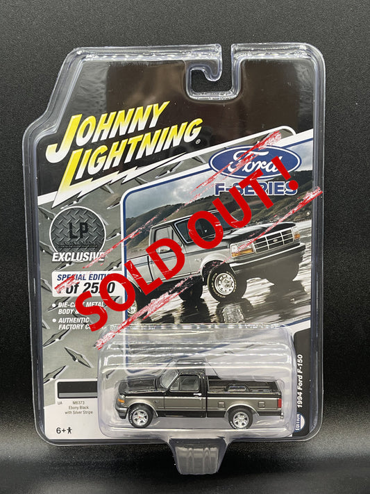 JOHNNY LIGHTNING 1994 Ford F-150 Ebony Black w/ Silver Stripe LP Exclusive 1:64 Diecast Promo