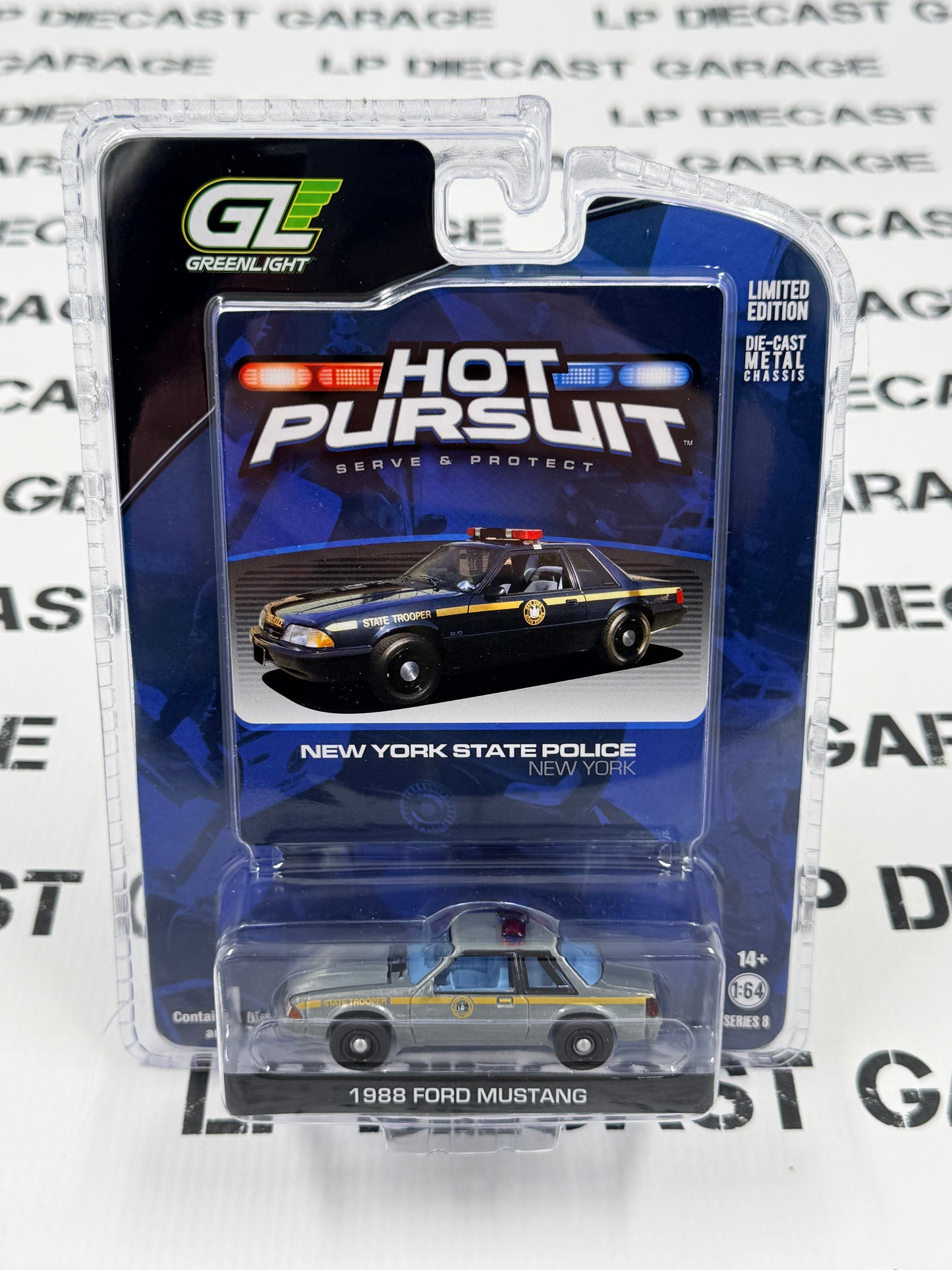 RAW CHASE GREENLIGHT 1988 Ford Mustang New York State Police 1:64 Diecast