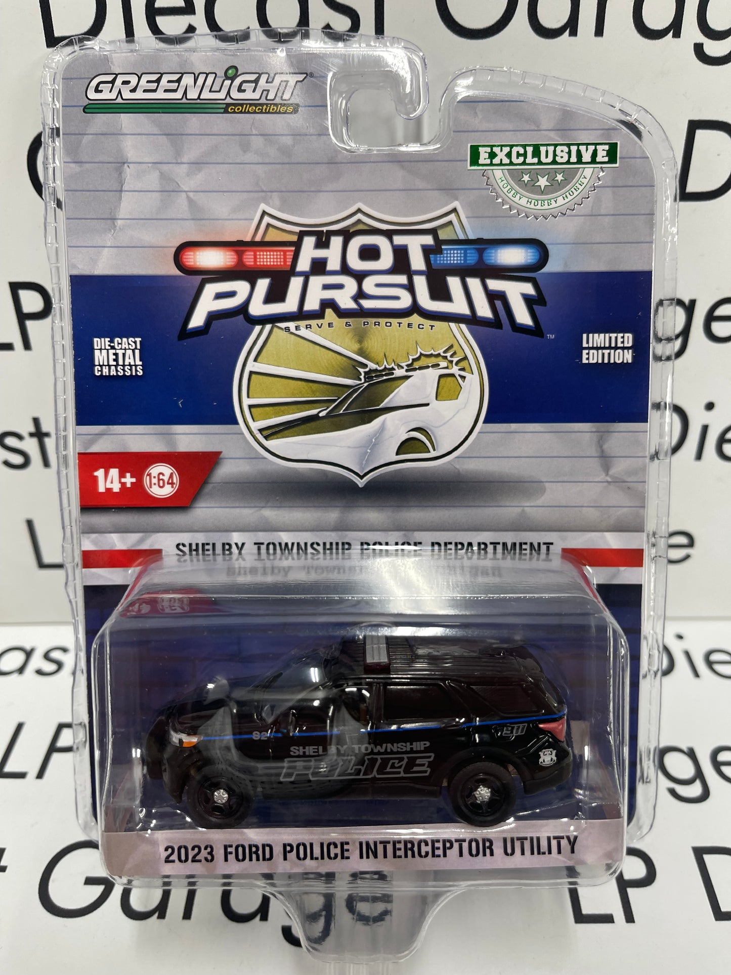 GREENLIGHT 2023 Ford Police Interceptor Shelby MI Police 1:64 Diecast Hot Pursuit