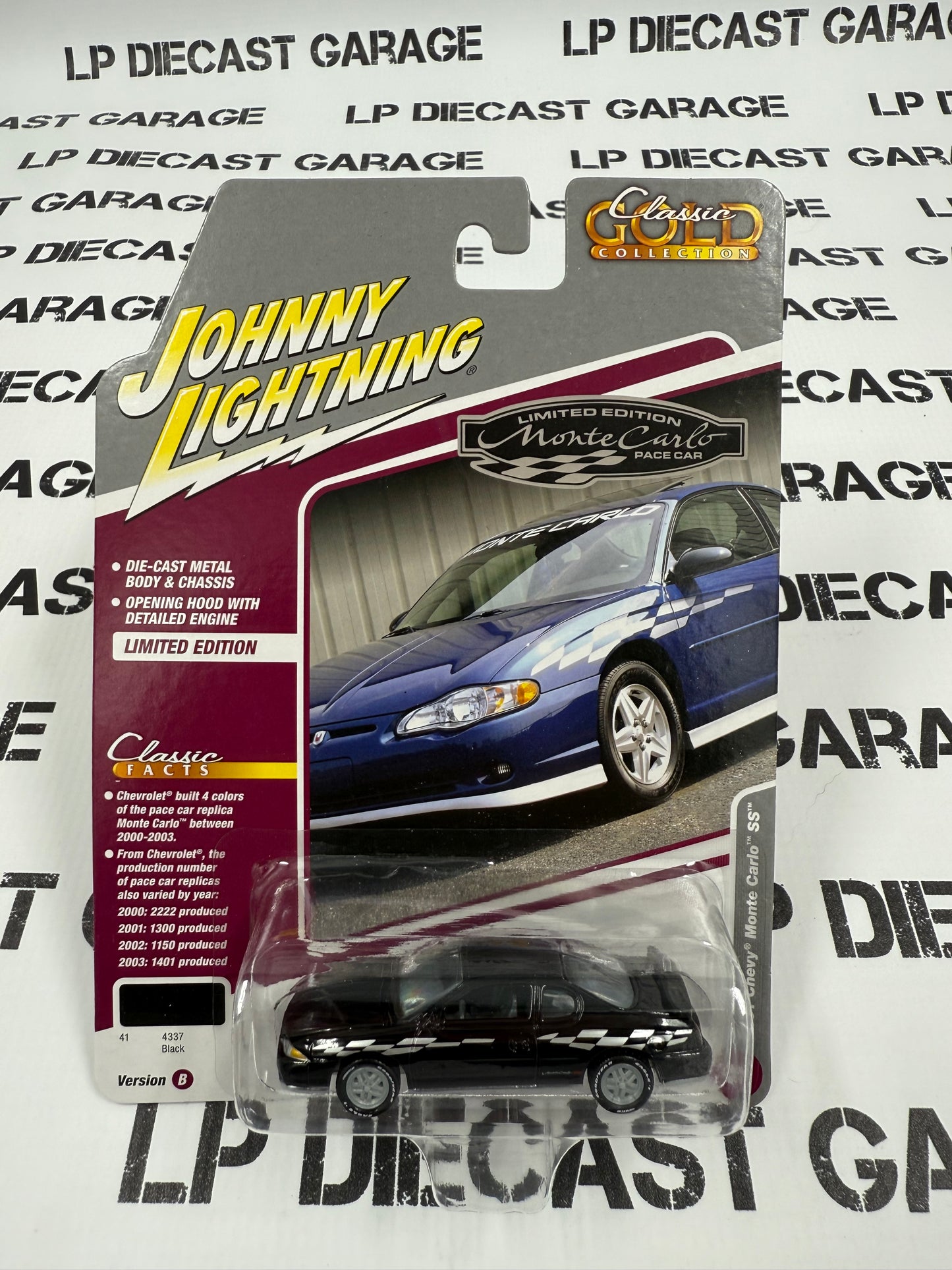 JOHNNY LIGHTNING 2001 Chevy Monte Carlo SS Black 1:64 Diecast Classic Gold