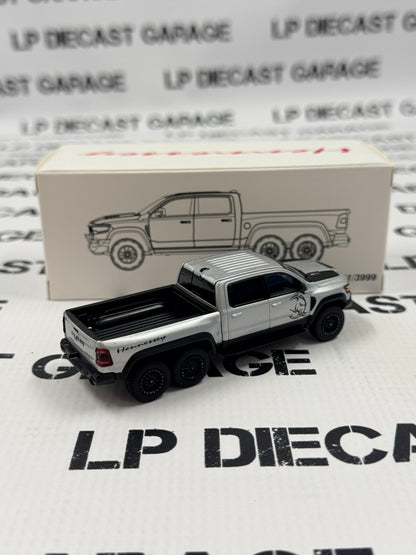 MODEL TRUCK 2022 Ram TRX Mammoth 6X6 Truck Silver 1:64 Diecast w/ LED Lights