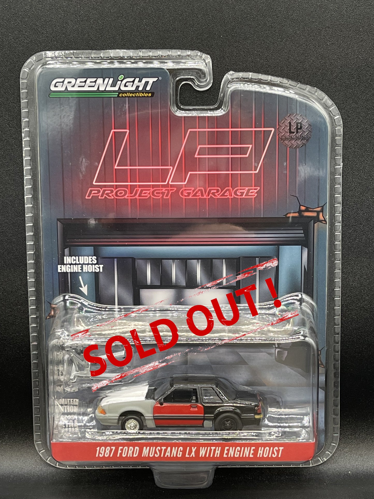 GREENLIGHT 1987 Ford Mustang LX w/Hoist Black Project  LP Exclusive 1:64 Diecast Promo