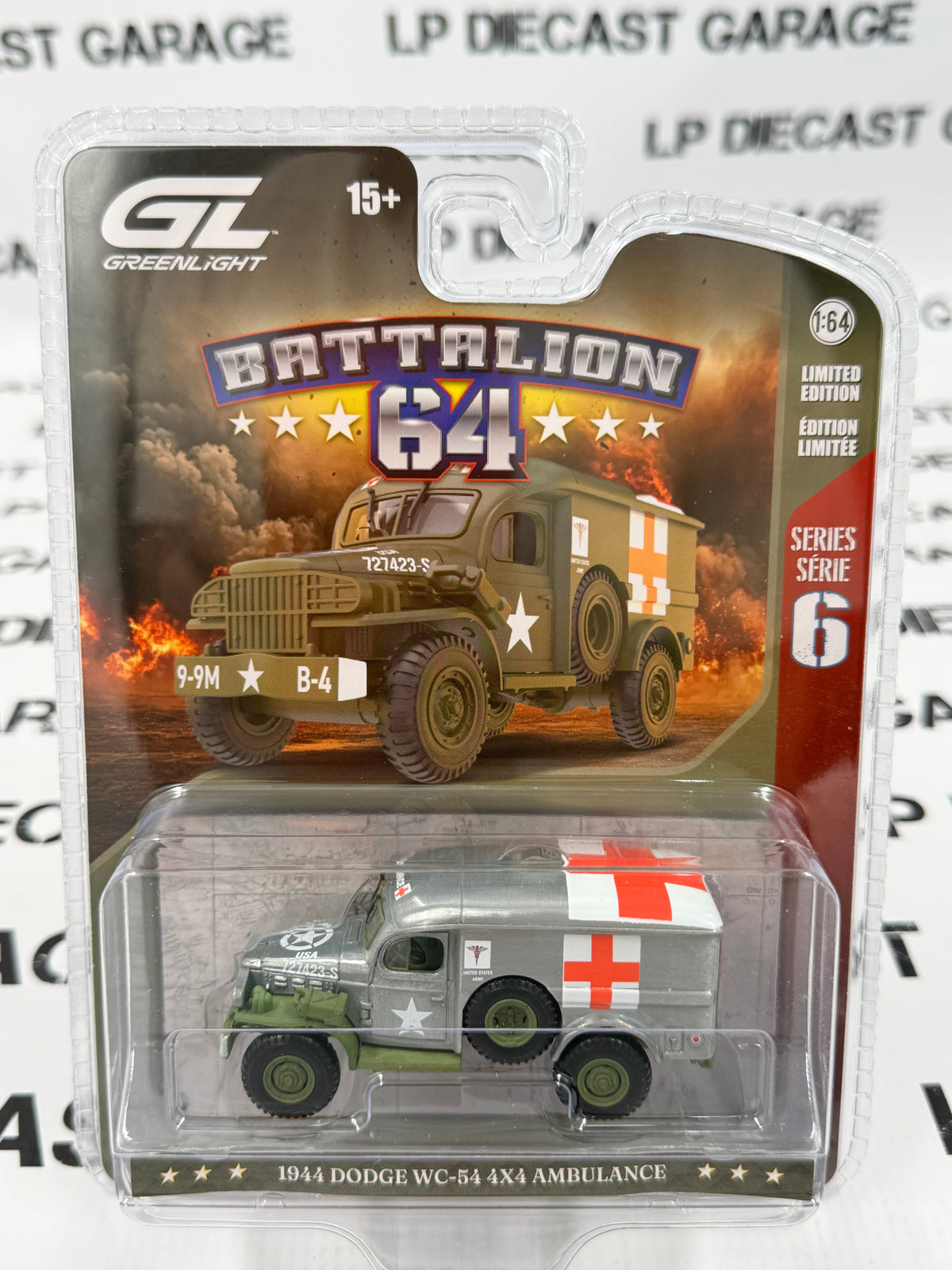 RAW CHASE GREENLIGHT 1944 Dodge WC-54 Ambulance 1:64 Diecast Battalion 64