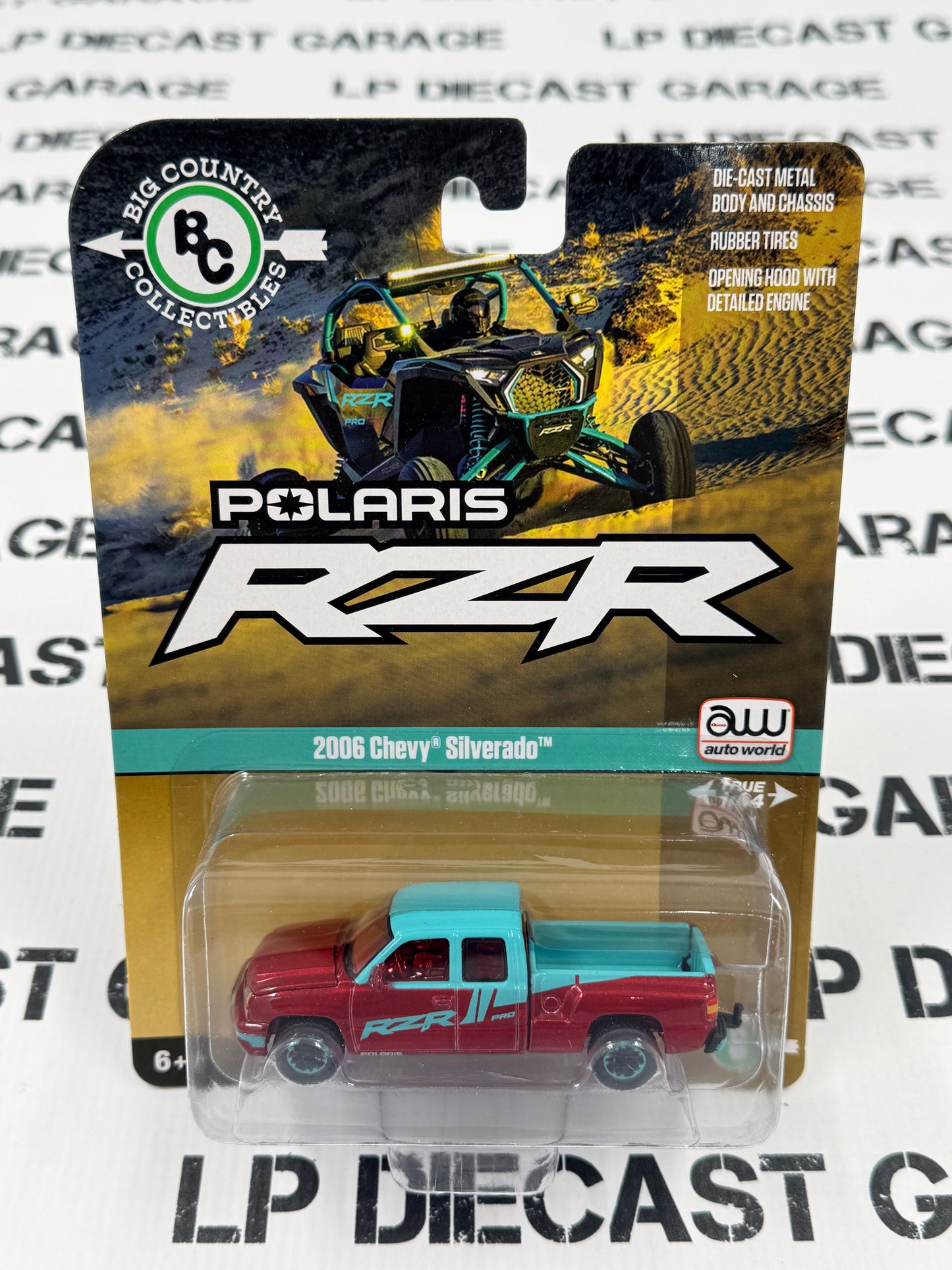 ULTRA RED CHASE AUTO WORLD 2006 Chevy Silverado Polaris RZR 1:64 Diecast Big Country