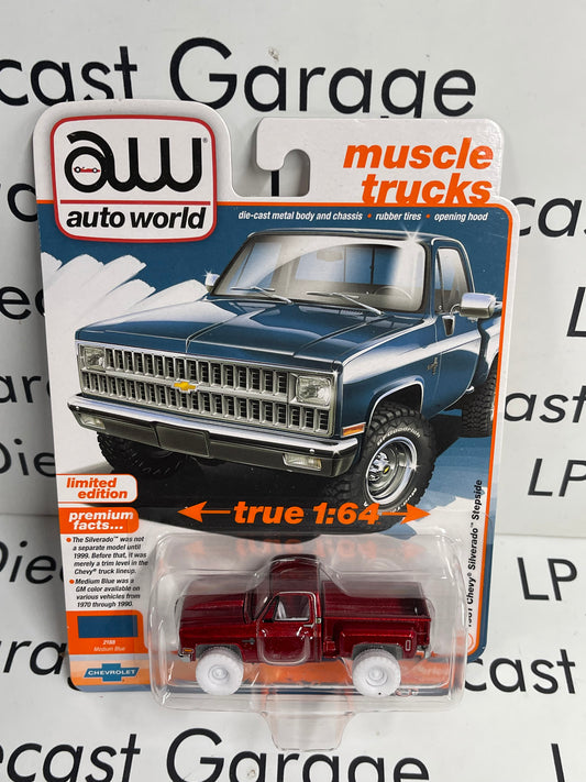 ULTRA RED CHASE AUTO WORLD 1981 Chevrolet Silverado Blue 1:64 Diecast Muscle Trucks