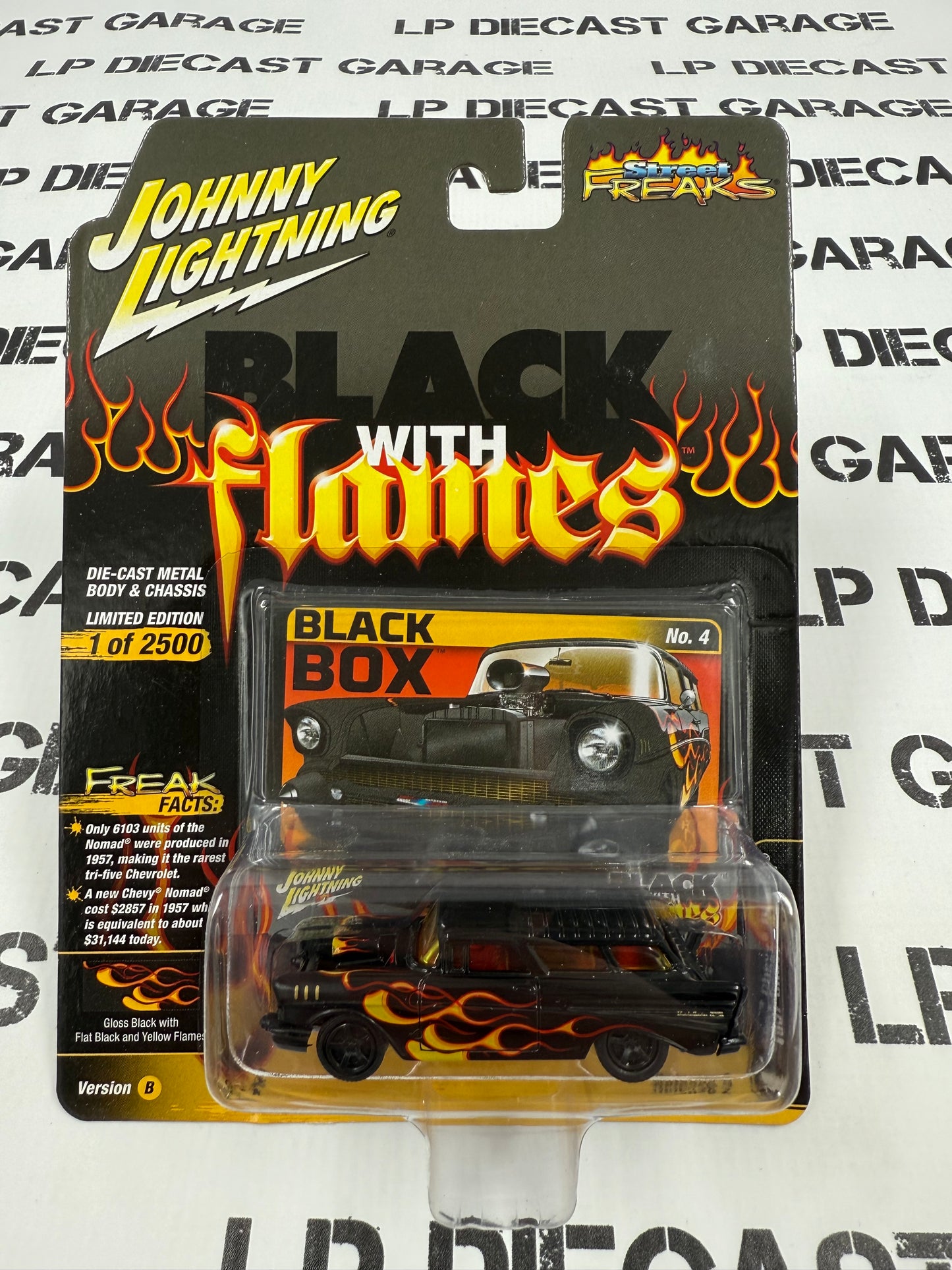 JOHNNY LIGHTNING 1957 Chevy Nomad Red Flames 1:64 Diecast Street Freaks