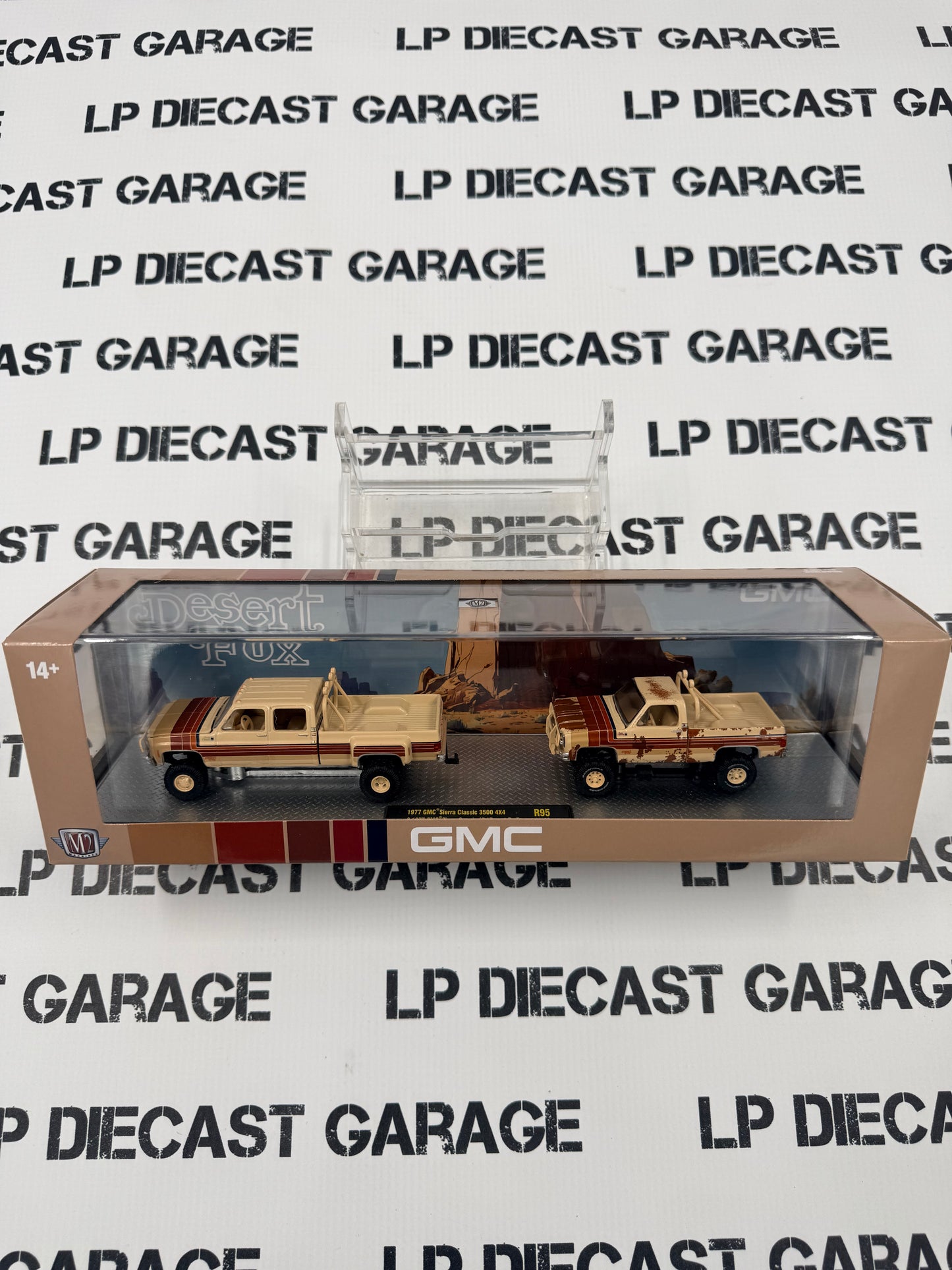 M2 Haulers 1977 GMC Sierra 3500 & Grande 15 Desert Fox w/ Trailer 1:64 Diecast