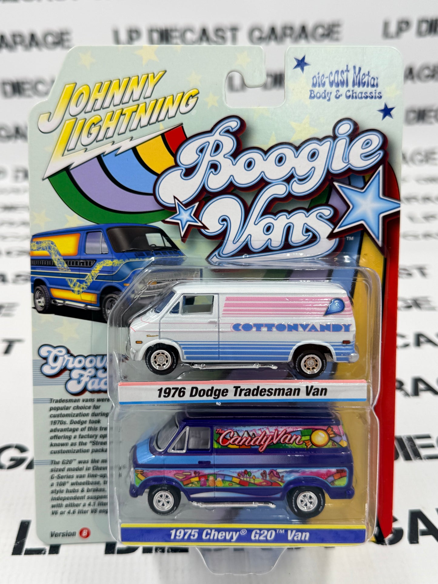 JOHNNY LIGHTNING 1976 Dodge Van & Chevy G20 1:64 Diecast Boogie Vans Ver. B