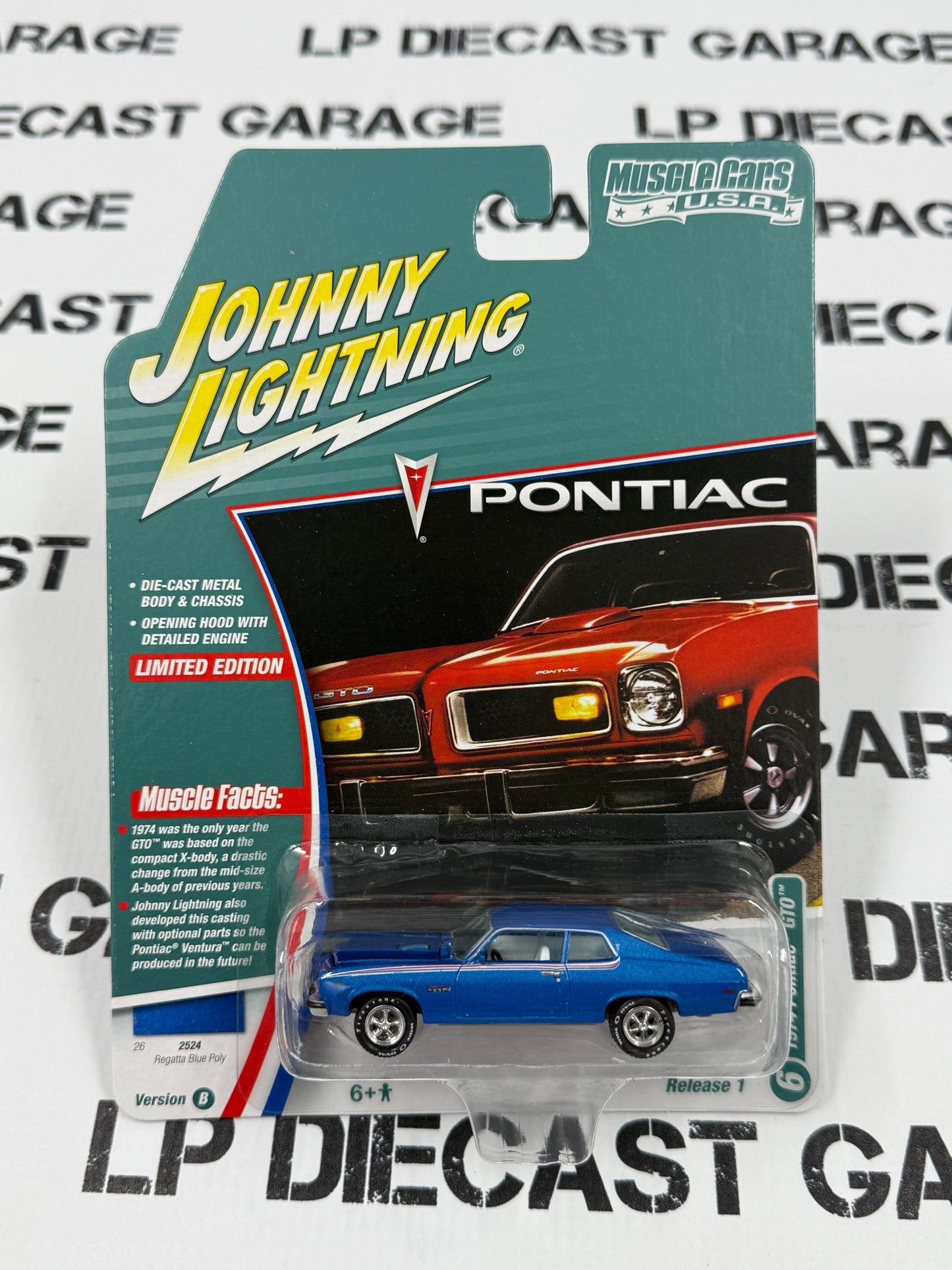JOHNNY LIGHTNING 1974 Pontiac GTO Blue 1:64 Diecast Muscle Cars USA