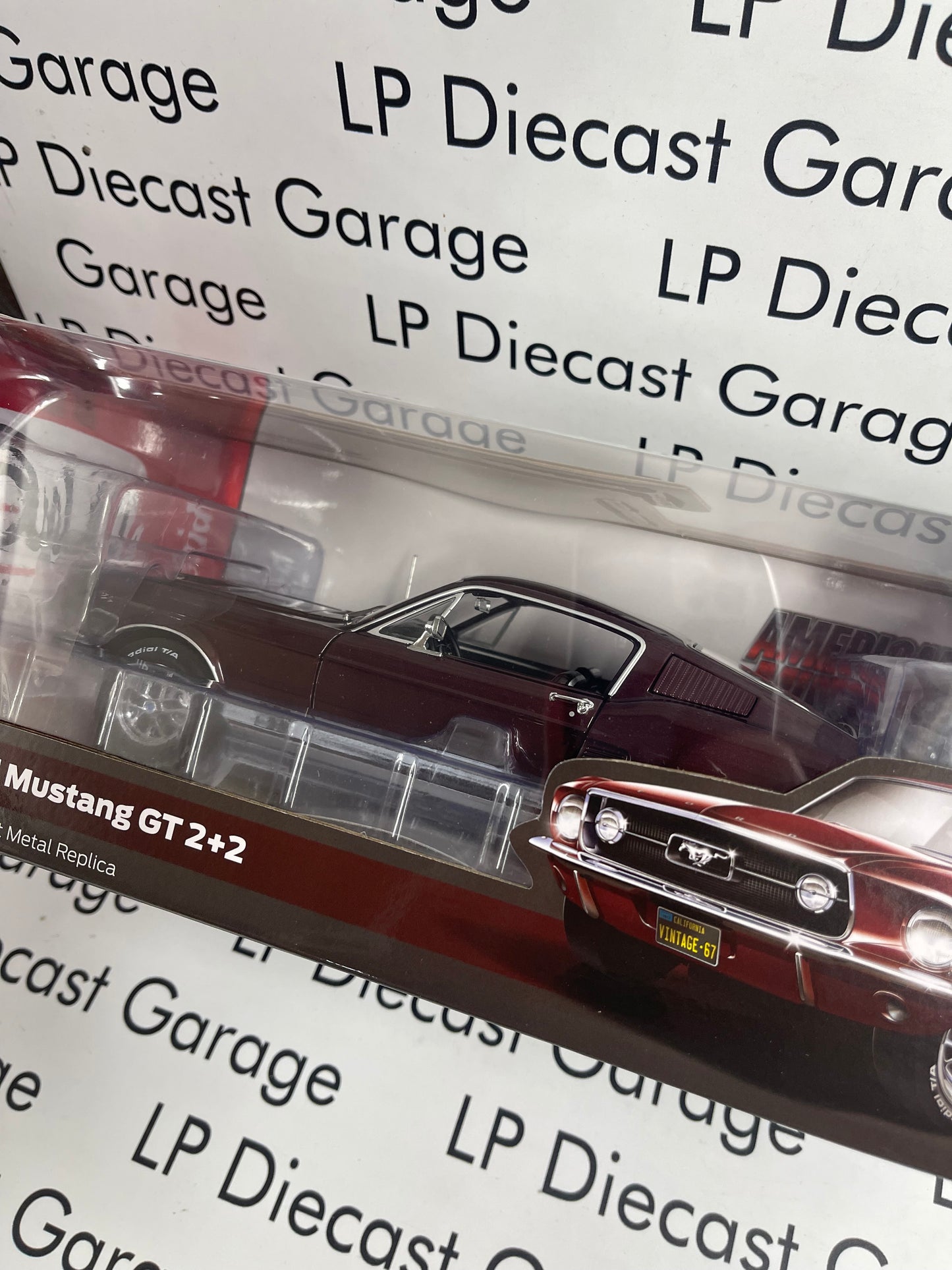 AUTO WORLD 1967 Ford Mustang GT 2+2 Burgundy 1:18 Diecast