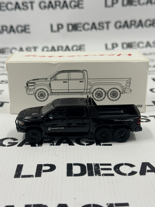 MODEL TRUCK 2022 Ram TRX Mammoth Hennessey 6X6 Truck Black 1:64 Diecast w/ LED Lights