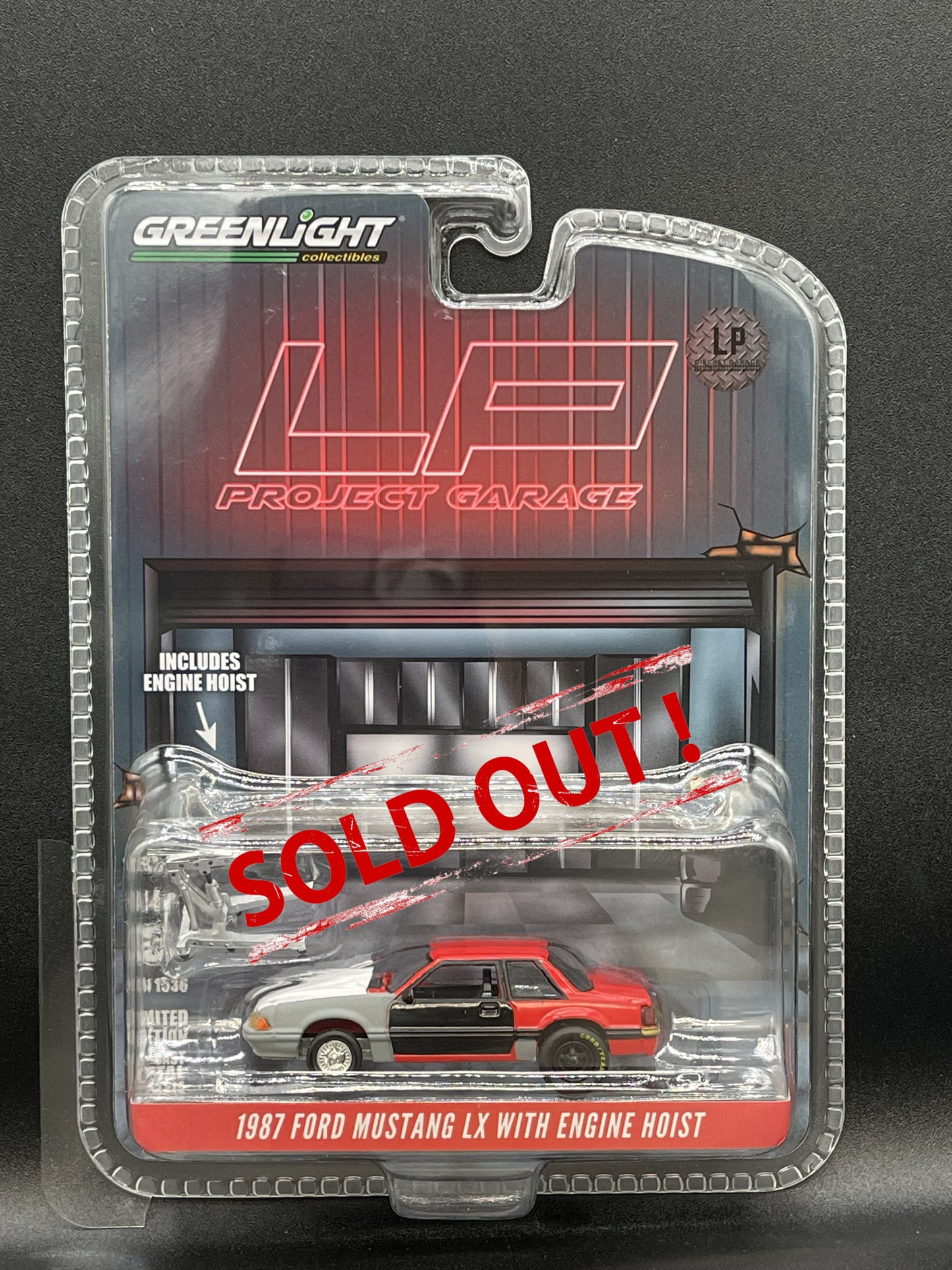 GREENLIGHT 1987 Ford Mustang LX w/Hoist Red Project LP Exclusive 1:64 Diecast Promo