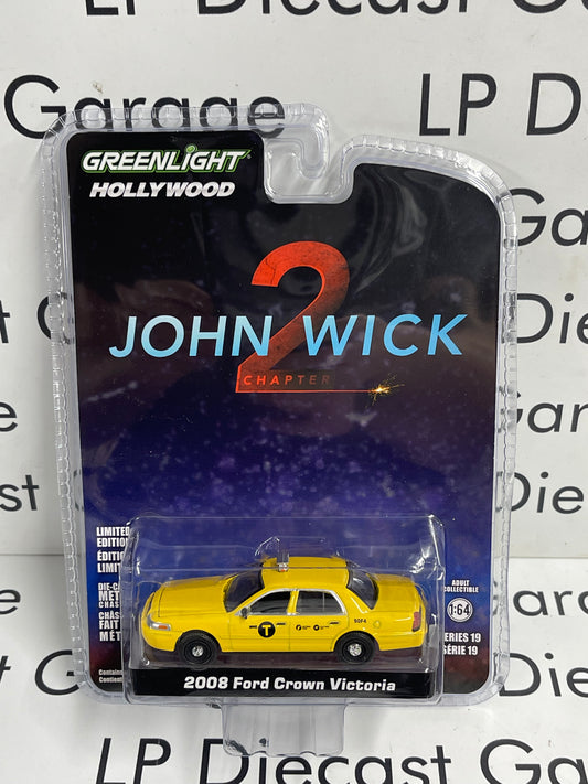 GREENLIGHT 2008 Ford Crown Victoria Taxi John Wick Chapter 2 1:64 Diecast Hollywood