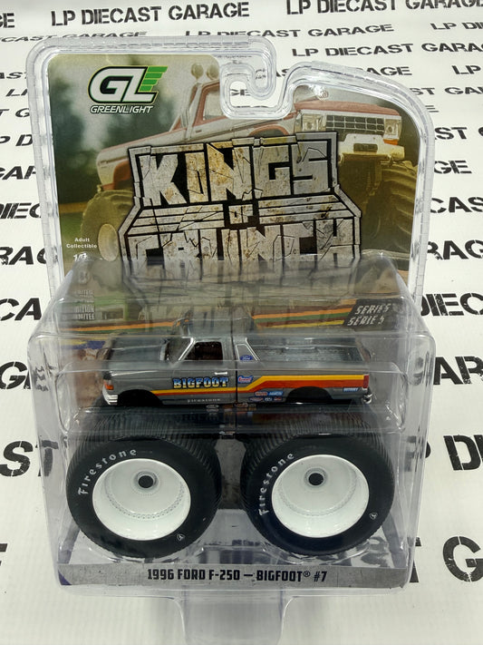 RAW CHASE GREENLIGHT 1996 Ford F-250 Bigfoot #7 1:64 Diecast King of Crunch