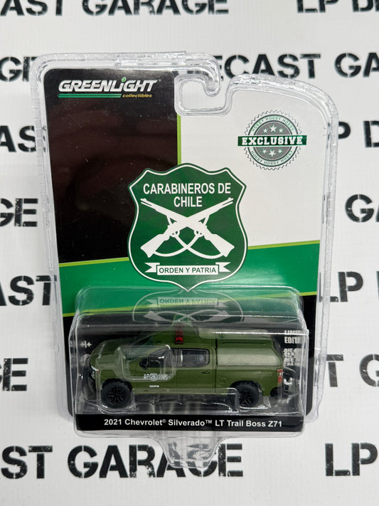 GREENLIGHT 2021 Chevrolet Silverado Trail Boss 1:64 Diecast Carabineros De Chile