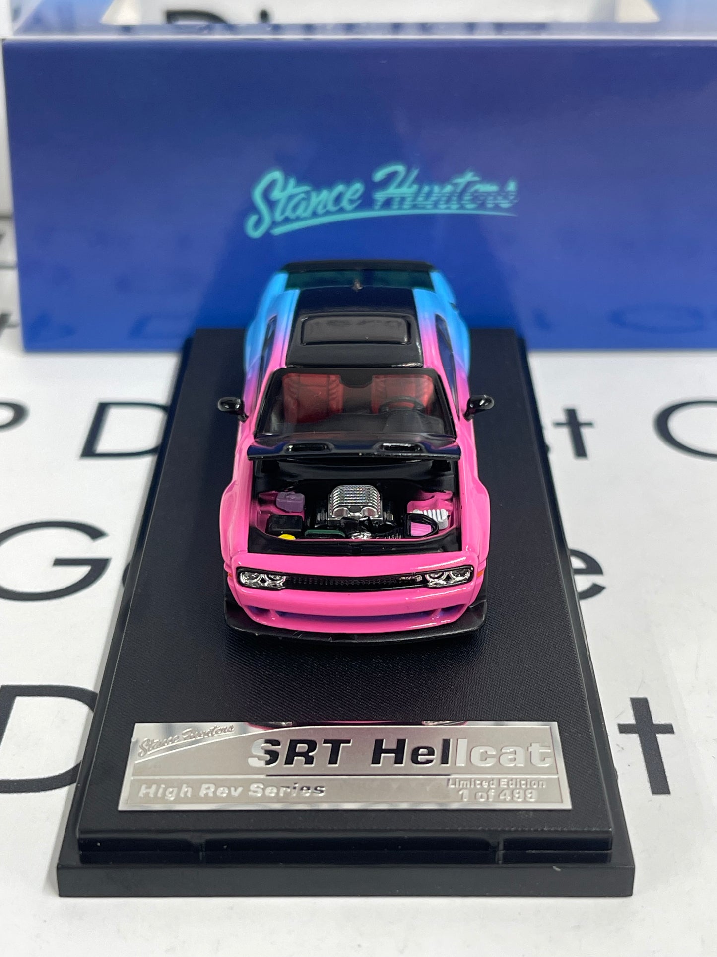 STANCE HUNTERS 2023 Dodge Challenger SRT Hellcat Pink/Blue 1:64 Diecast