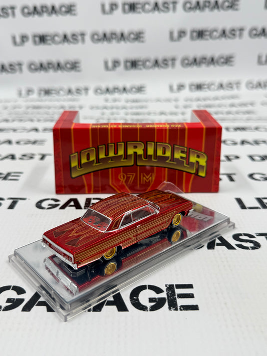 97M Custom Lowriders 1964 Chevrolet Impala Red Bandana 1:64 Diecast Adjustable Suspension
