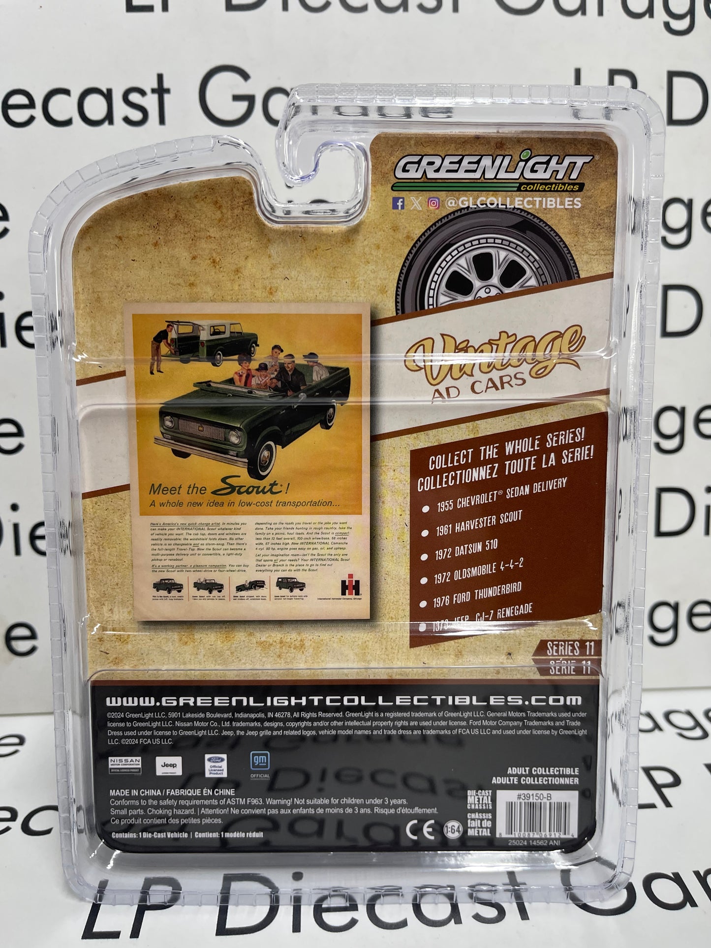 GREENLIGHT 1961 Harvester Scout Green w/ White Top 1:64 Diecast Vintage Ad Cars