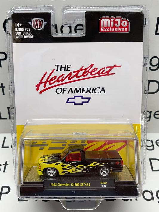 M2 Machines 1993 Chevrolet C1500 SS 454 Black with Flames MiJo Exclusive 5500pcs Made 1:64 Diecast
