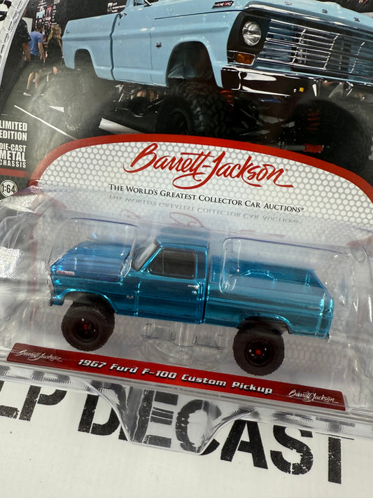 CHROME CHASE GREENLIGHT 1967 Ford F-100 Custom Blue 1:64 Diecast Barrett Jackson