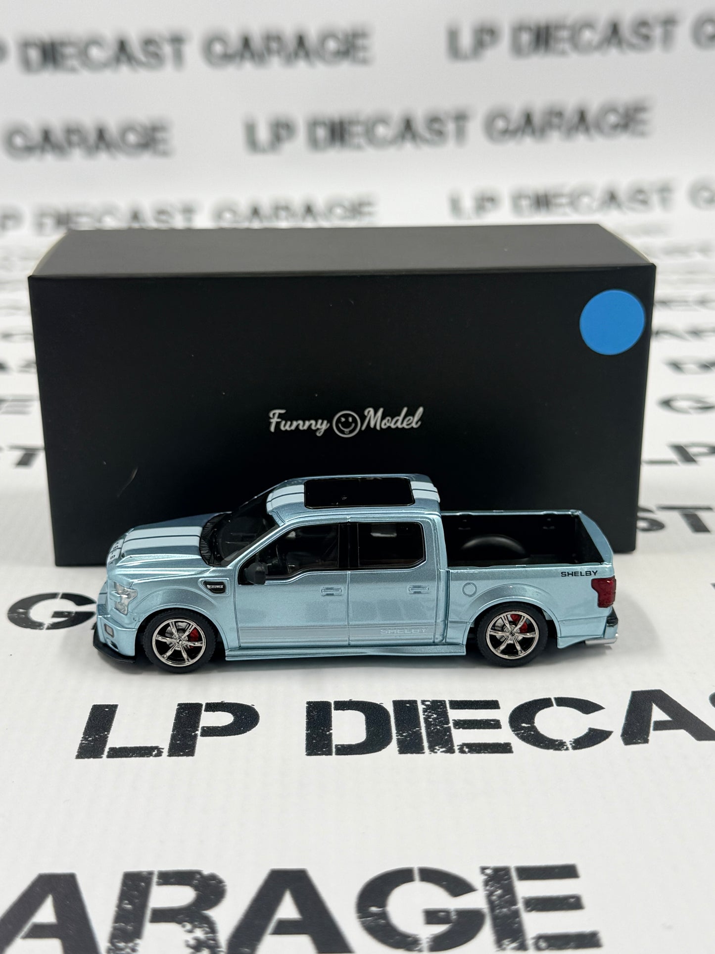 FUNNY MODELS Ford F-150 Shelby Super Snake Baby Blue w/ White Stripe 1:64 Diecast