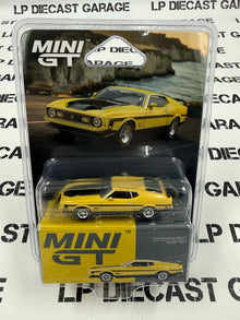 MINI GT 1971 Ford Mustang Mach 1 Grabber Yellow 1:64 Diecast