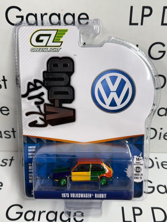 CHROME CHASE GREENLIGHT 1975 Volkswagen Rabbit Harlequin 1:64 Diecast Club V-Dub