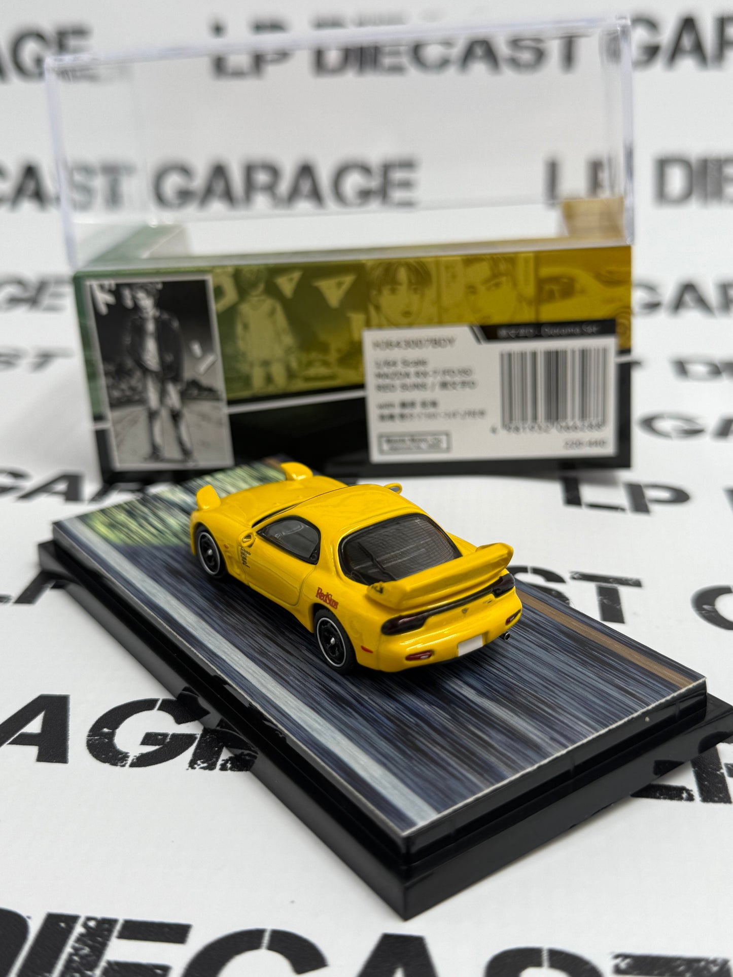 HOBBY JAPAN Mazda RX-7 Red Suns Yellow 1:64 Diecast Initial D