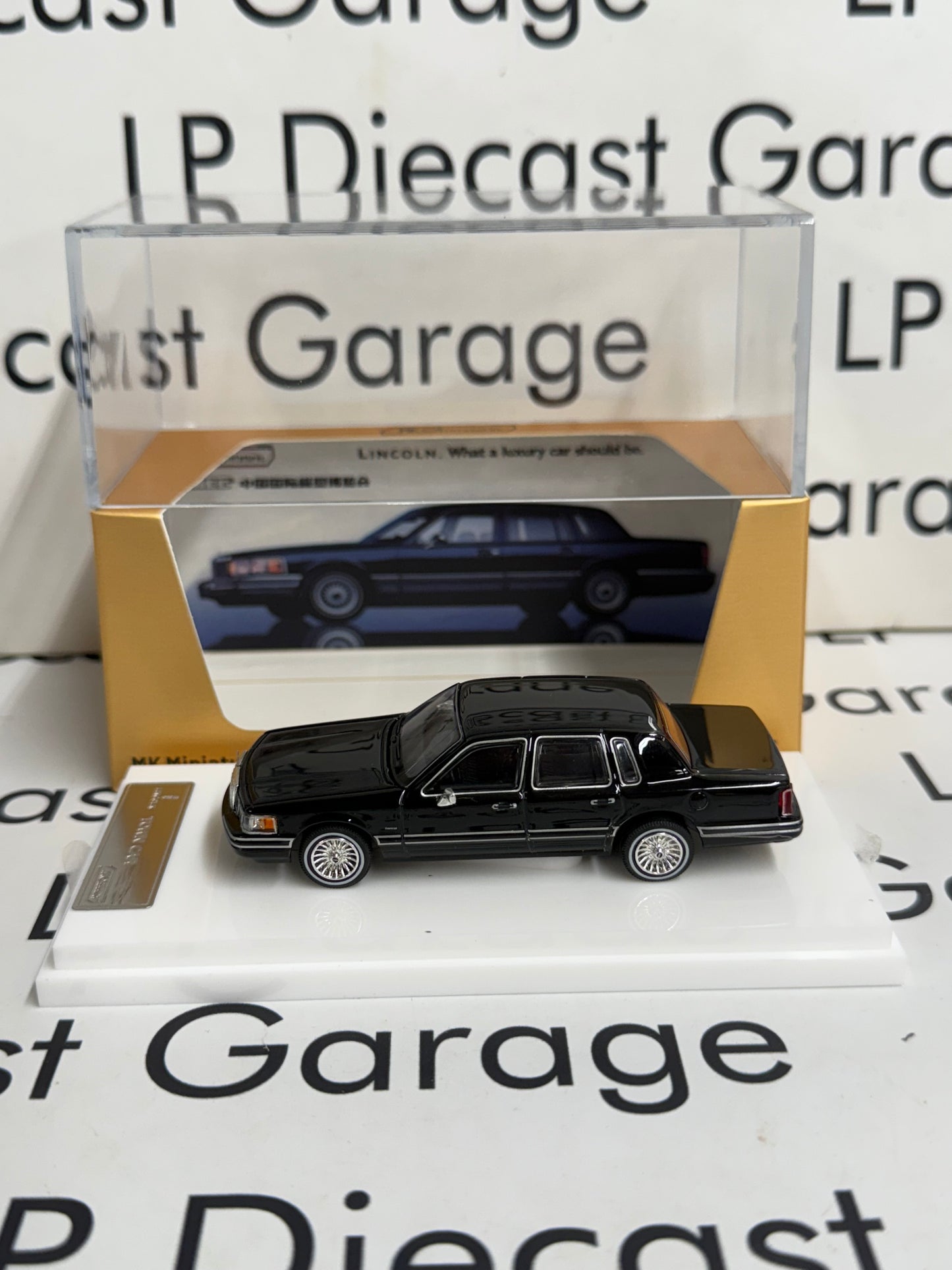 MK Miniatures 1992 Lincoln Town Car Luxury Black 1:64 Diecast