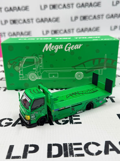 MEGA GEAR Custom Rexy Tow Truck Green Flatbed 1:64 Diecast Model