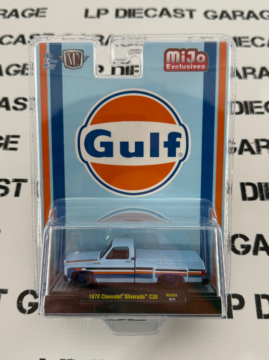 CHASE M2 1978 Chevrolet Silverado C30 Dually Gulf Truck 1:64 Diecast MiJo