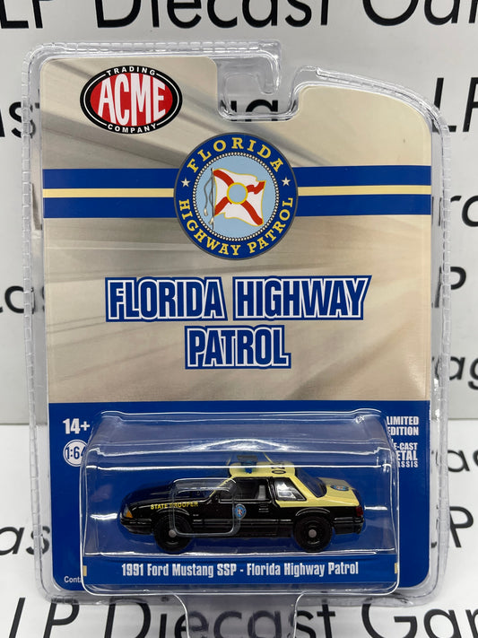 GREENLIGHT Acme Exclusive 1991 Ford Mustang SSP Florida Highway Patrol 1:64 Diecast