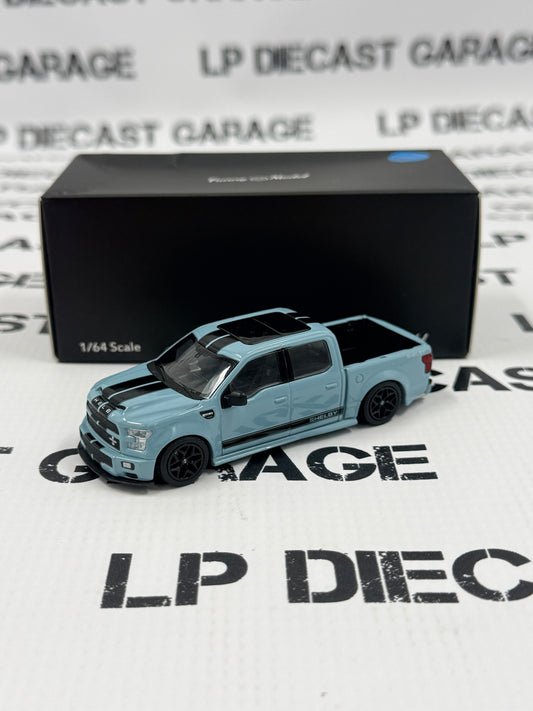 FUNNY MODELS Ford F-150 Shelby Super Snake Blue Gray w/ Black Stripes 1:64 Diecast