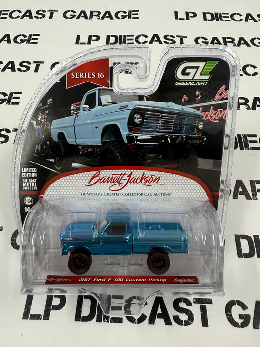 CHROME CHASE GREENLIGHT 1967 Ford F-100 Custom Blue 1:64 Diecast Barrett Jackson