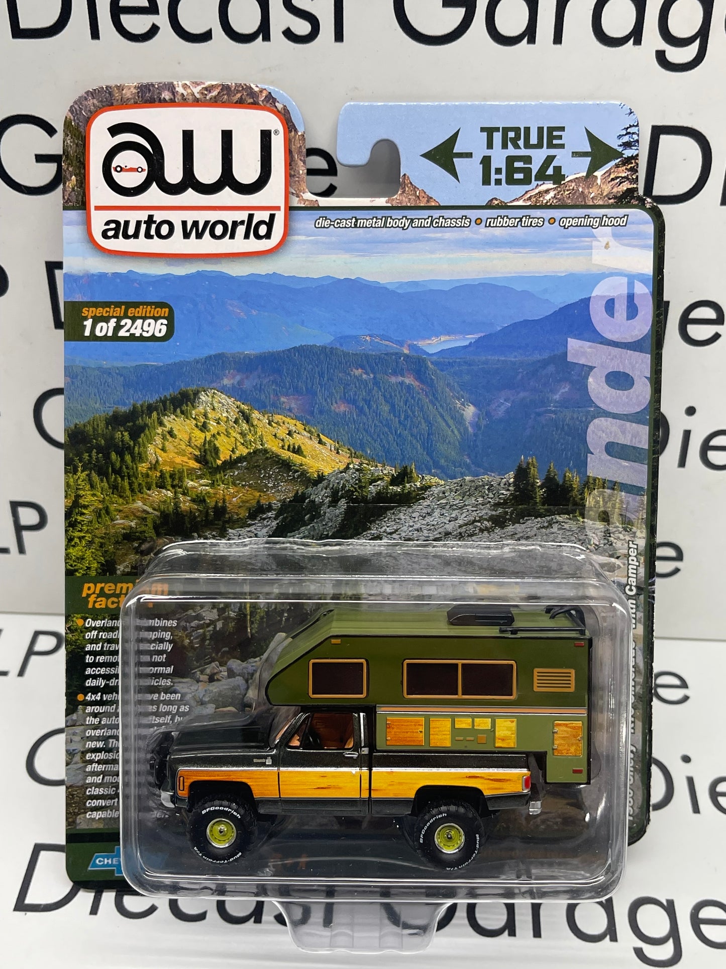 AUTO WORLD Exclusive 1980 Chevy K10 Silverado with Camper Overland Only 2496pcs Made 1:64 Diecast