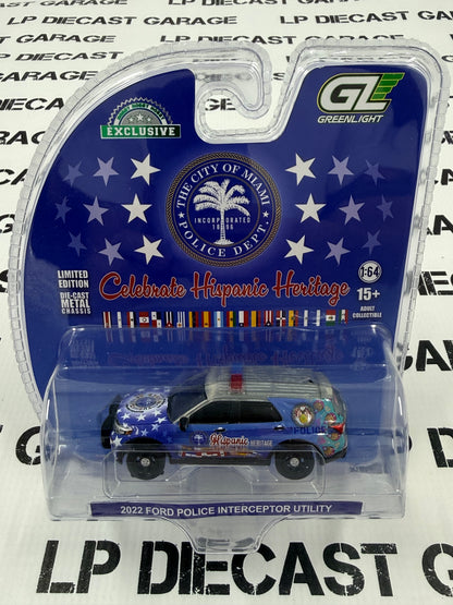 RAW CHASE GREENLIGHT 2022 Ford Police Interceptor Utility Hispanic Heritage 1:64 Diecast Miami